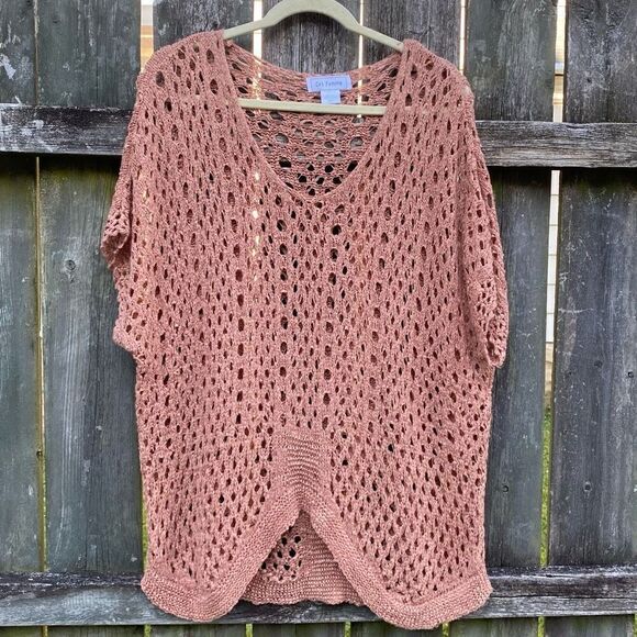 Ces Femme Crochet Open Knit Short Sleeve Top | M/L - Picture 1 of 4